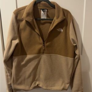 The North Face Tan and Brown Fleece Half Zip Sweatshirt